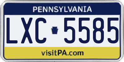 PA license plate LXC5585