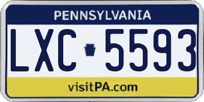 PA license plate LXC5593