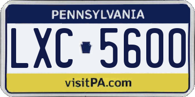 PA license plate LXC5600