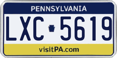 PA license plate LXC5619