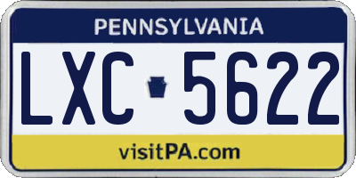 PA license plate LXC5622
