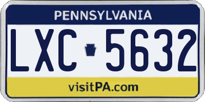 PA license plate LXC5632