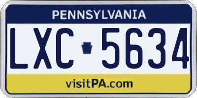 PA license plate LXC5634