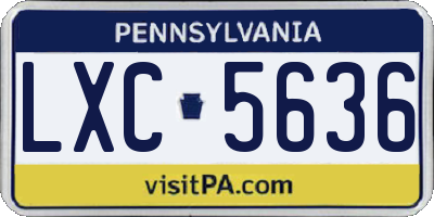 PA license plate LXC5636