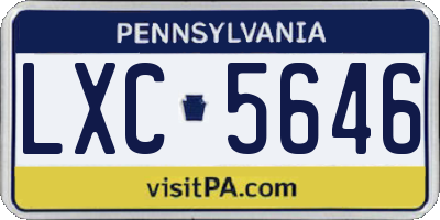 PA license plate LXC5646