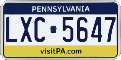 PA license plate LXC5647