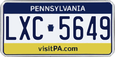 PA license plate LXC5649