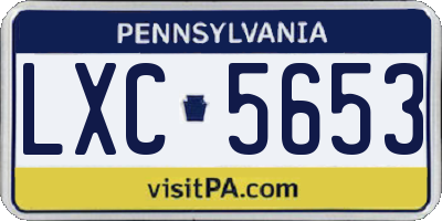 PA license plate LXC5653