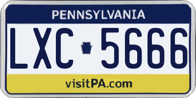 PA license plate LXC5666