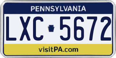 PA license plate LXC5672