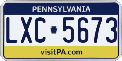 PA license plate LXC5673
