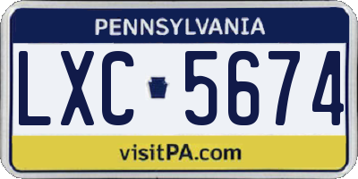 PA license plate LXC5674