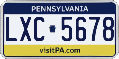 PA license plate LXC5678