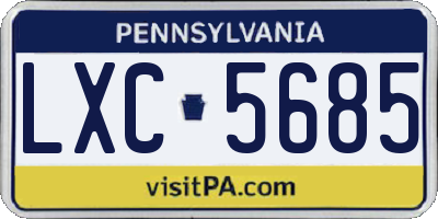 PA license plate LXC5685