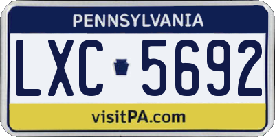 PA license plate LXC5692