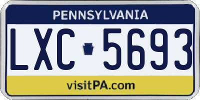PA license plate LXC5693