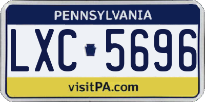 PA license plate LXC5696