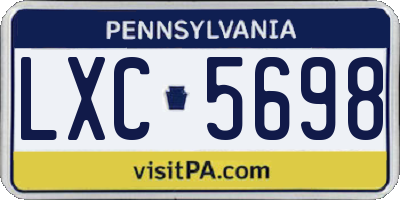 PA license plate LXC5698