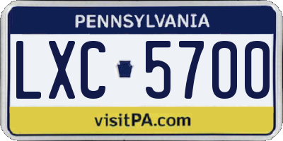 PA license plate LXC5700