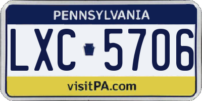 PA license plate LXC5706