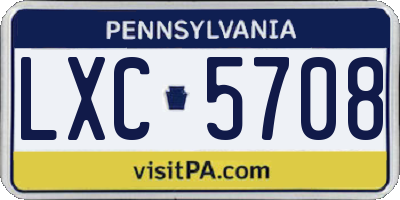 PA license plate LXC5708