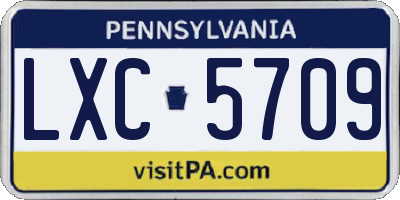 PA license plate LXC5709