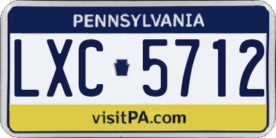 PA license plate LXC5712
