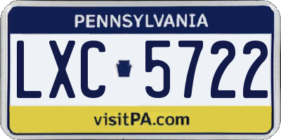 PA license plate LXC5722