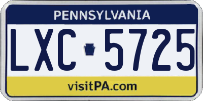 PA license plate LXC5725