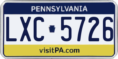 PA license plate LXC5726