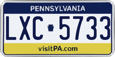 PA license plate LXC5733