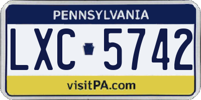 PA license plate LXC5742