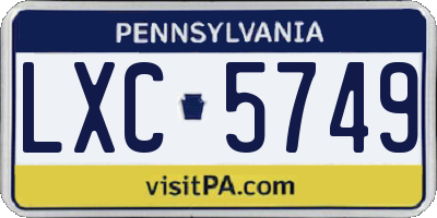 PA license plate LXC5749