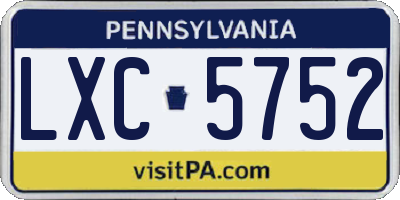 PA license plate LXC5752