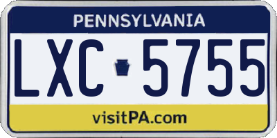 PA license plate LXC5755