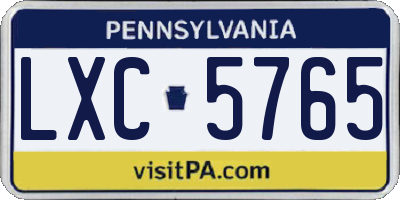 PA license plate LXC5765