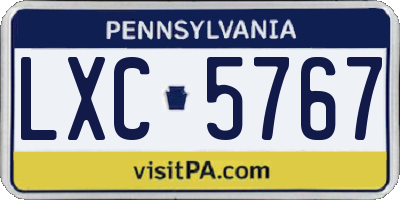 PA license plate LXC5767