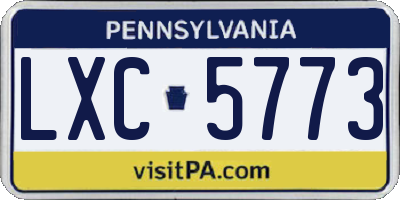 PA license plate LXC5773