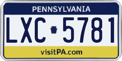 PA license plate LXC5781