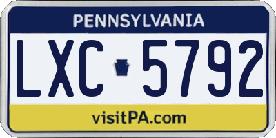 PA license plate LXC5792