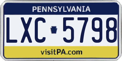 PA license plate LXC5798