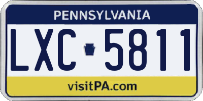 PA license plate LXC5811