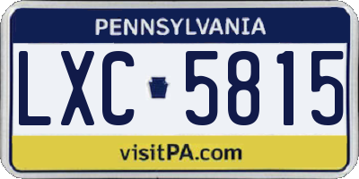 PA license plate LXC5815