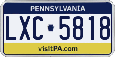 PA license plate LXC5818