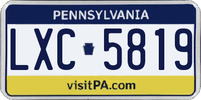 PA license plate LXC5819
