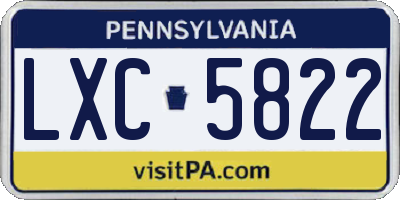 PA license plate LXC5822