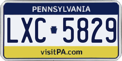PA license plate LXC5829