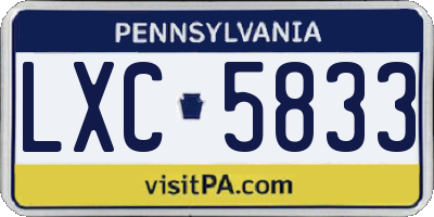 PA license plate LXC5833