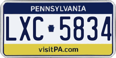 PA license plate LXC5834