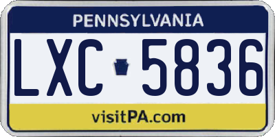 PA license plate LXC5836